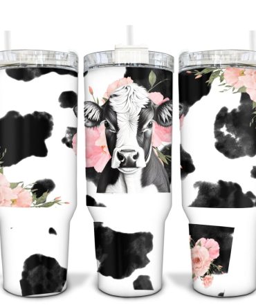 Cow Print Custom Stanley Quencher 40Oz Stainless Steel Tumbler With Handle