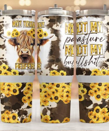Cow With Floral Custom Stanley Quencher 40Oz Stainless Steel Tumbler With Handle