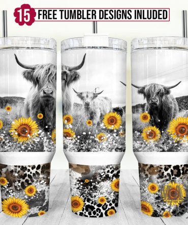 Cow With Floral Custom Stanley Quencher 40Oz Stainless Steel Tumbler With Handle