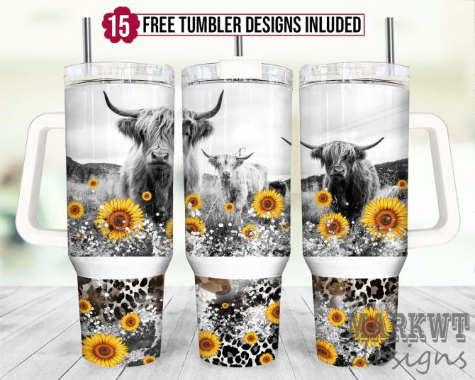 Cow With Floral Custom Stanley Quencher 40Oz Stainless Steel Tumbler With Handle