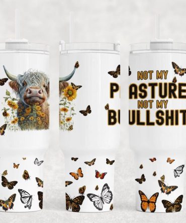 Cow With Flowers Custom Stanley Quencher 40Oz Stainless Steel Tumbler With Handle
