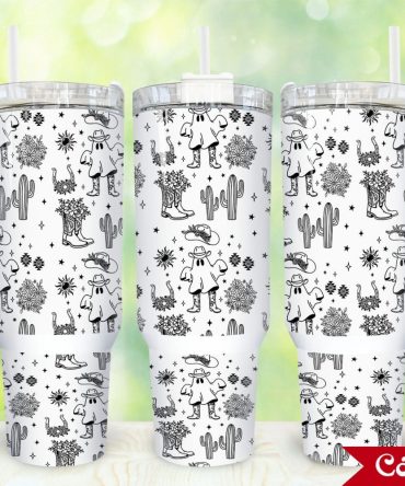 Cowboy Ghost Western Custom Stanley Quencher 40Oz Stainless Steel Tumbler With Handle