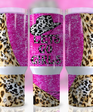 Cowgirl Glitter Leopard Print Custom Stanley Quencher 40Oz Stainless Steel Tumbler With Handle