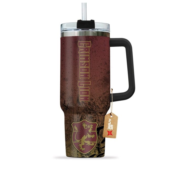 Crimson Lion Symbol Black Clover Anime Custom Stanley Quencher 40Oz Stainless Steel Tumbler With Handle - Image 2