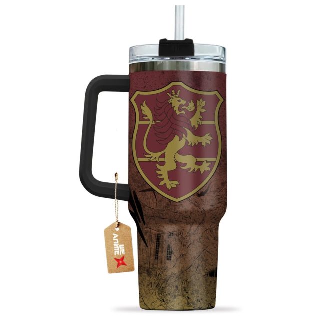 Crimson Lion Symbol Black Clover Anime Custom Stanley Quencher 40Oz Stainless Steel Tumbler With Handle - Image 3