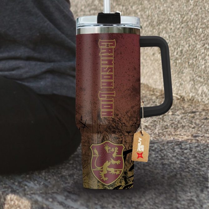 Crimson Lion Symbol Black Clover Anime Custom Stanley Quencher 40Oz Stainless Steel Tumbler With Handle - Image 4