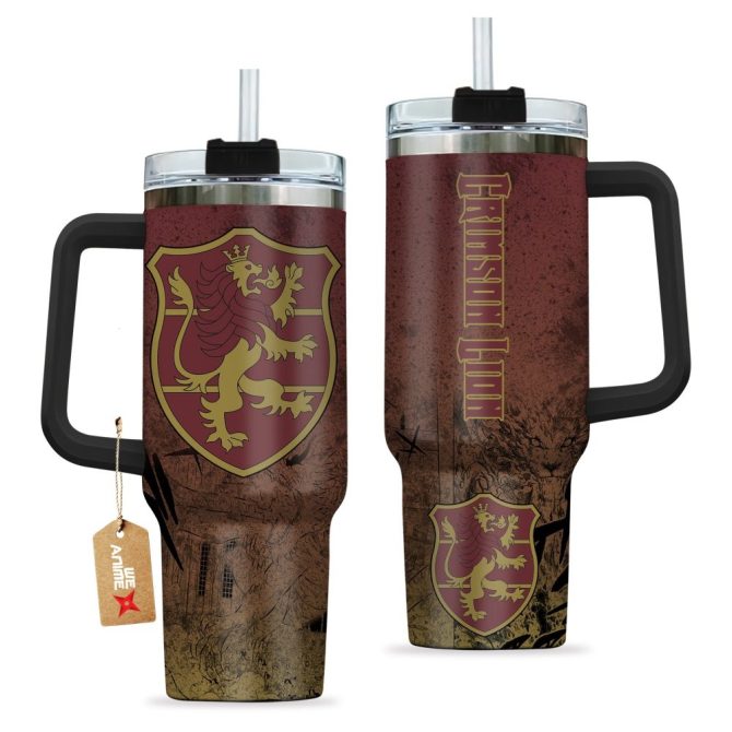 Crimson Lion Symbol Black Clover Anime Custom Stanley Quencher 40Oz Stainless Steel Tumbler With Handle