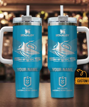Cronulla-Sutherland Sharks Nrl Custom Stanley Quencher 40Oz Stainless Steel
