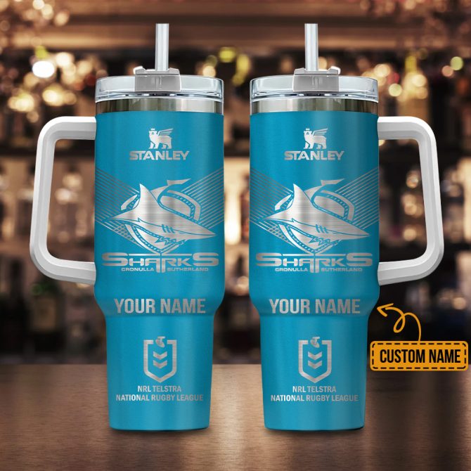 Cronulla-Sutherland Sharks Nrl Custom Stanley Quencher 40Oz Stainless Steel