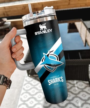 Cronulla-Sutherland Sharks Nrl Custom Stanley Quencher 40Oz Stainless Steel Tumbler With Handle