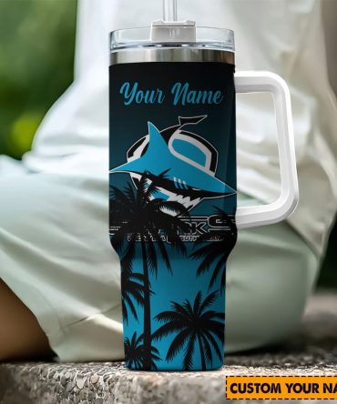 Cronulla-Sutherland Sharks Nrl Custom Stanley Quencher 40Oz Stainless Steel Tumbler With Handle