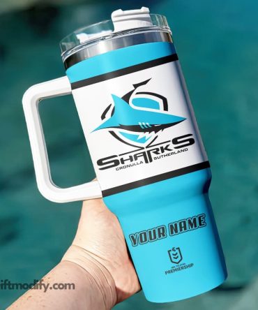 Cronulla-Sutherland Sharks Nrl Custom Stanley Quencher 40Oz Stainless Steel Tumbler With Handle