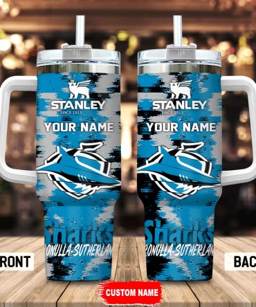 Cronulla-Sutherland Sharks Nrl Custom Stanley Quencher 40Oz Stainless Steel Tumbler With Handle