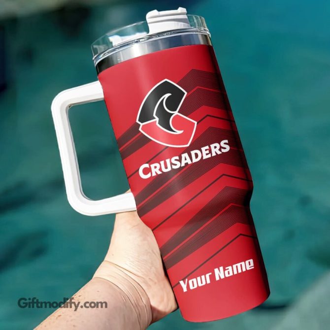 Crusaders Super Rugby Custom Stanley Quencher 40Oz Stainless Steel Tumbler With Handle