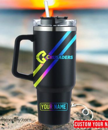 Crusaders Super Rugby Hologram Logo Custom Stanley Quencher 40Oz Stainless Steel Tumbler With Handle