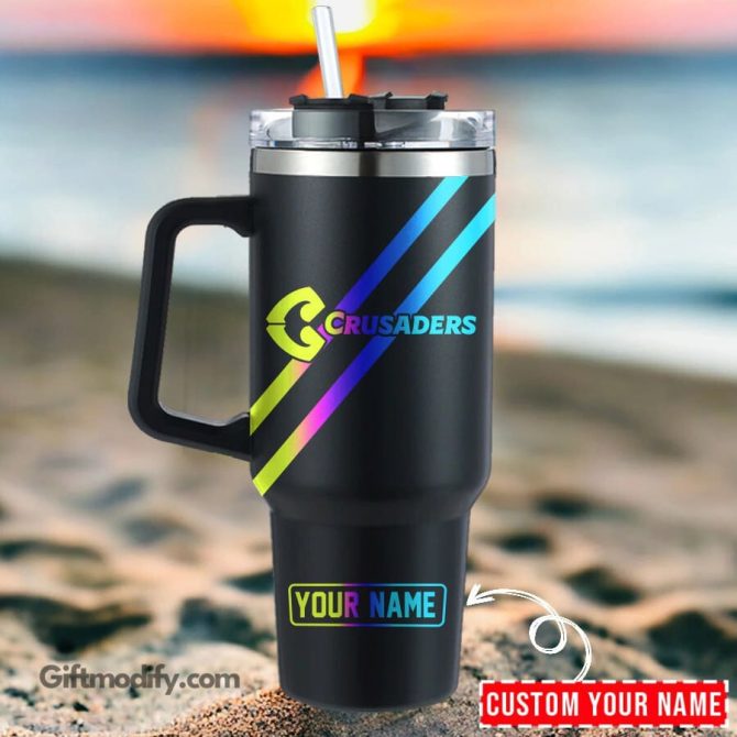 Crusaders Super Rugby Hologram Logo Custom Stanley Quencher 40Oz Stainless Steel Tumbler With Handle