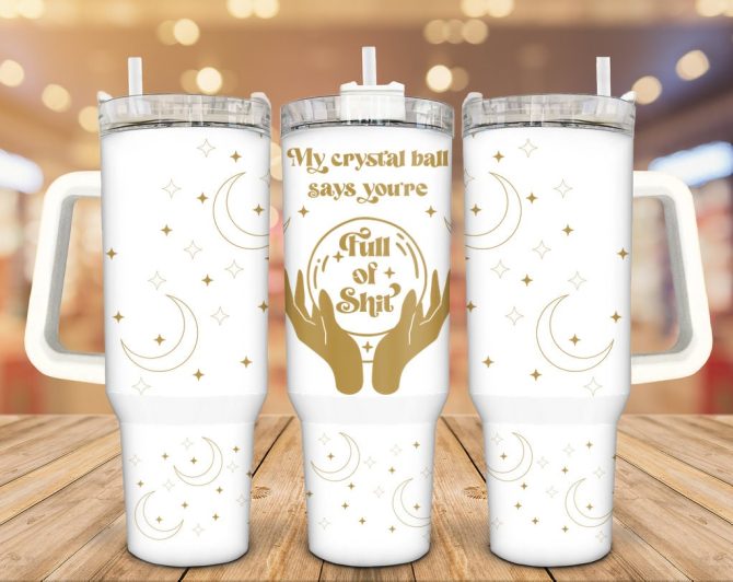 Crystal Ball Custom Stanley Quencher 40Oz Stainless Steel Tumbler With Handle