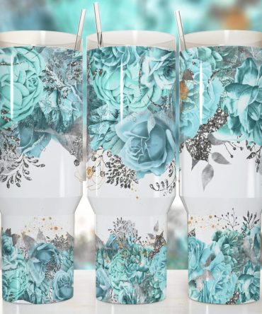 Crystal Floral Custom Stanley Quencher 40Oz Stainless Steel Tumbler With Handle
