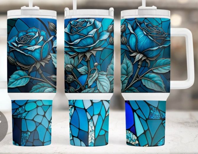 Crystal Floral Custom Stanley Quencher 40Oz Stainless Steel Tumbler With Handle
