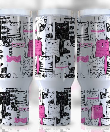 Cute Cats Custom Stanley Quencher 40Oz Stainless Steel Tumbler With Handle
