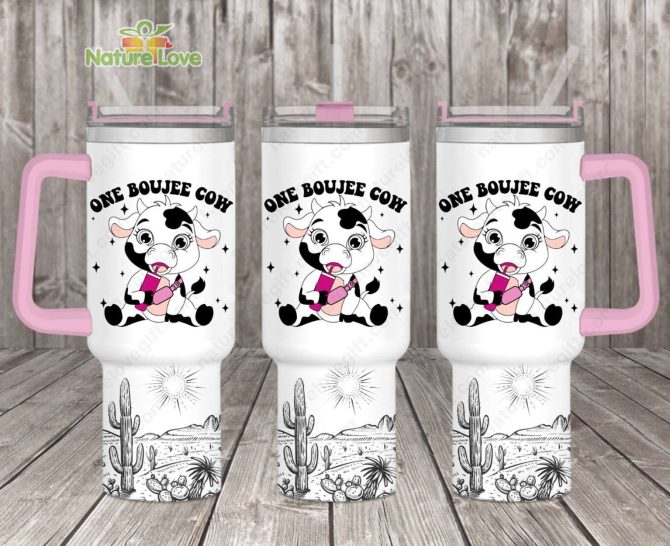 Cute Dairy Cow Custom Stanley Quencher 40Oz Stainless Steel Tumbler With Handle