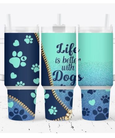 Cute Dog Footprint Custom Stanley Quencher 40Oz Stainless Steel Tumbler With Handle