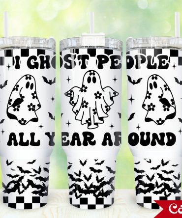 Cute Ghost Custom Stanley Quencher 40Oz Stainless Steel Tumbler With Handle