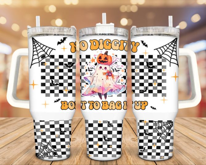 Cute Ghost Halloween Custom Stanley Quencher 40Oz Stainless Steel Tumbler With Handle