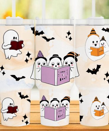 Cute Halloween Ghost Custom Stanley Quencher 40Oz Stainless Steel Tumbler With Handle