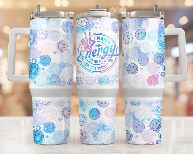 Cute Smile Custom Stanley Quencher 40Oz Stainless Steel Tumbler With Handle
