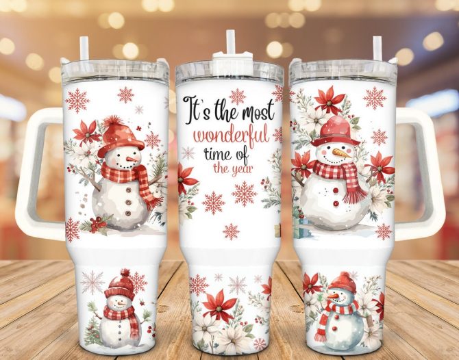 Cute Snowman Custom Stanley Quencher 40Oz Stainless Steel Tumbler With Handle