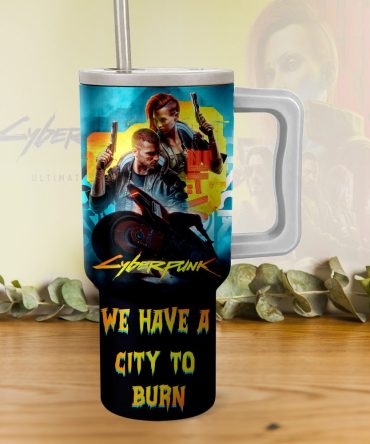 Cyberpunk 2077 Games Custom Stanley Quencher 40Oz Stainless Steel Tumbler With Handle