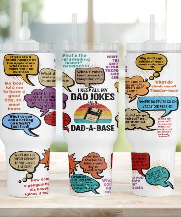 Dad Jokes Dad-A-Base Father #8217;S Day Custom Stanley Quencher 40Oz Stainless Steel Tumbler With Handle