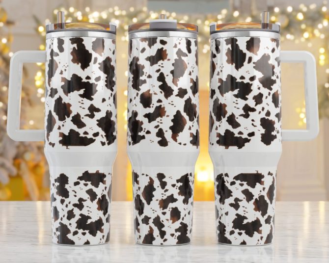 Dairy Cow Custom Stanley Quencher 40Oz Stainless Steel Tumbler With Handle