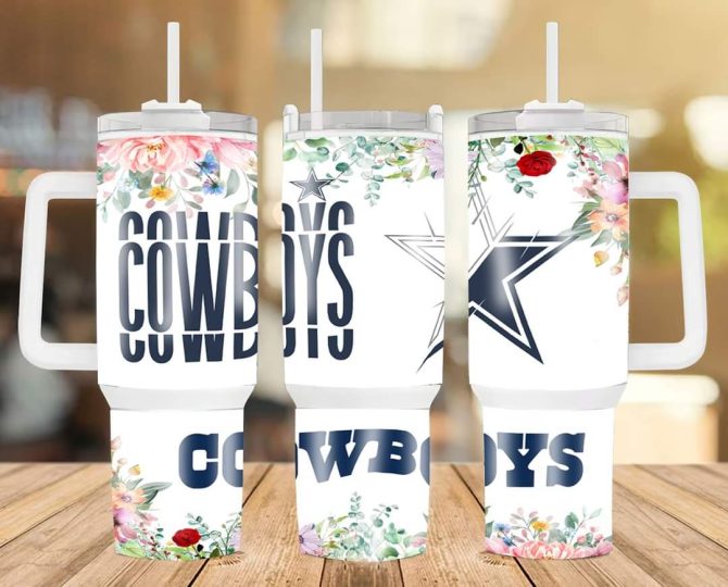 Dallas Cowboys Floral Nfl Custom Stanley Quencher 40Oz Stainless Steel