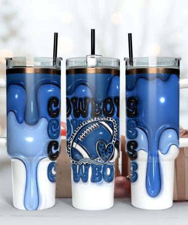 Dallas Cowboys Nfl 3D Inflated Puff Effect Custom Stanley Quencher 40Oz Stainless Steel Tumbler With Handle