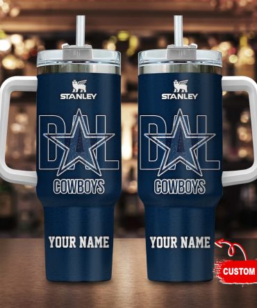 Dallas Cowboys Nfl 3D Logo Custom Stanley Quencher 40Oz Stainless Steel Tumbler With Handle