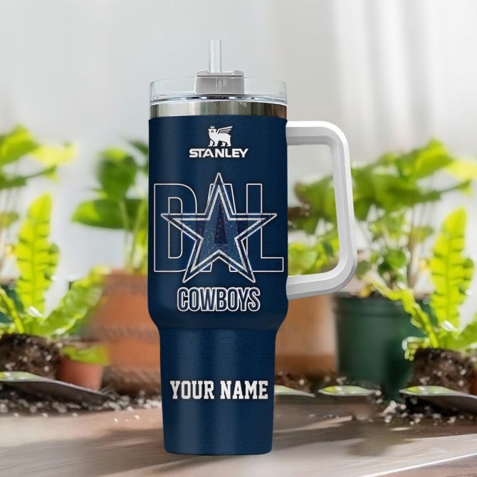 Dallas Cowboys Nfl 3D Logo Custom Stanley Quencher 40Oz Stainless Steel Tumbler With Handle - Image 2