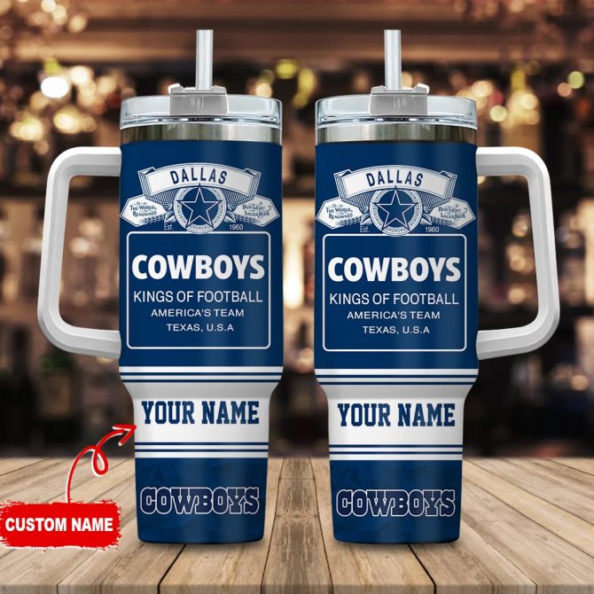 Dallas Cowboys Nfl Bud Light Custom Stanley Quencher 40Oz Stainless Steel Tumbler With Handle