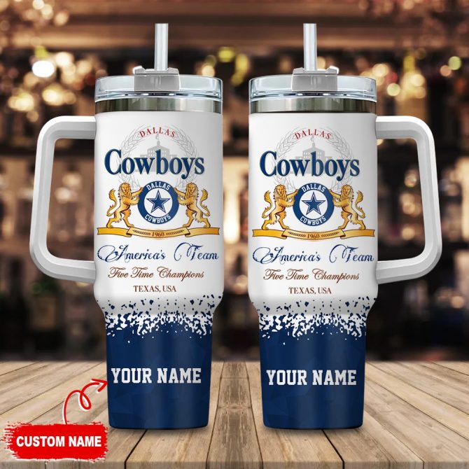 Dallas Cowboys Nfl Champions Modelo Custom Stanley Quencher 40Oz Stainless Steel Tumbler With Handle