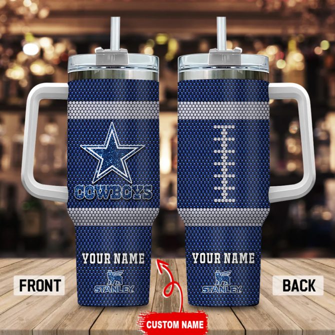 Dallas Cowboys Nfl Crystal Custom Stanley Quencher 40Oz Stainless Steel Tumbler With Handle