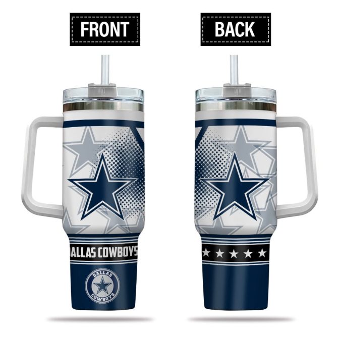 Dallas Cowboys Nfl Custom Stanley Quencher 40Oz Stainless Steel Tumbler With Handle