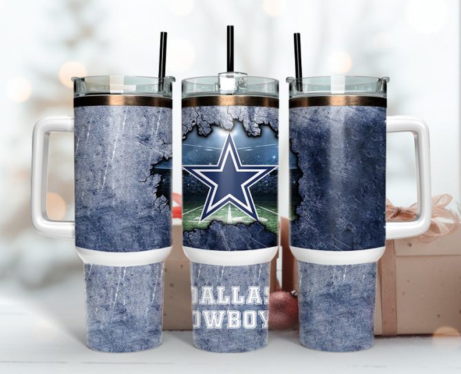Dallas Cowboys Nfl Custom Stanley Quencher 40Oz Stainless Steel Tumbler With Handle