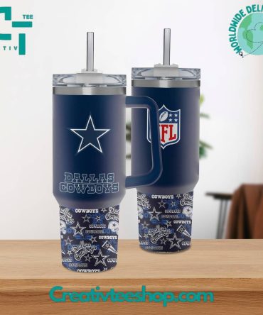Dallas Cowboys Nfl Custom Stanley Quencher 40Oz Stainless Steel Tumbler With Handle