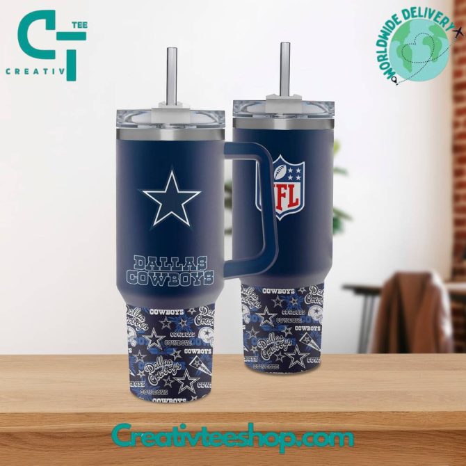 Dallas Cowboys Nfl Custom Stanley Quencher 40Oz Stainless Steel Tumbler With Handle