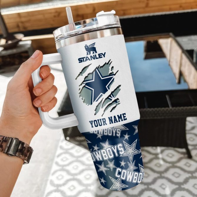Dallas Cowboys Nfl Custom Stanley Quencher 40Oz Stainless Steel Tumbler With Handle - Image 3
