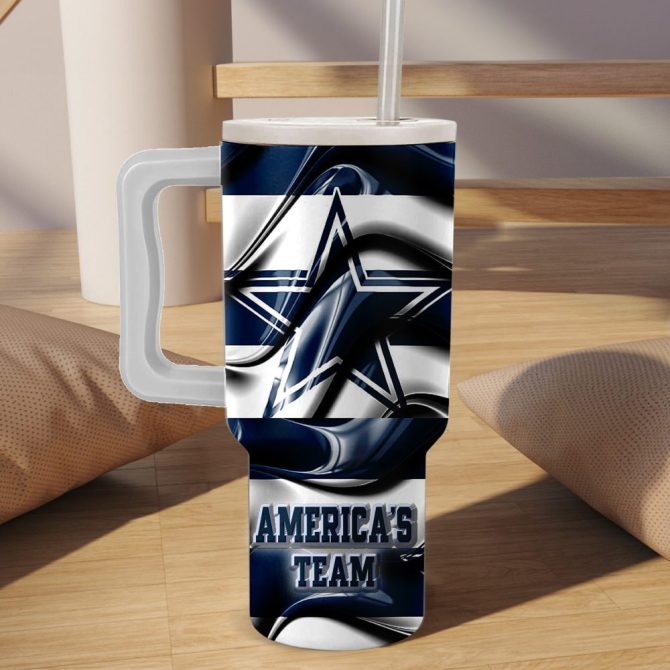 Dallas Cowboys Nfl Custom Stanley Quencher 40Oz Stainless Steel Tumbler With Handle - Image 3