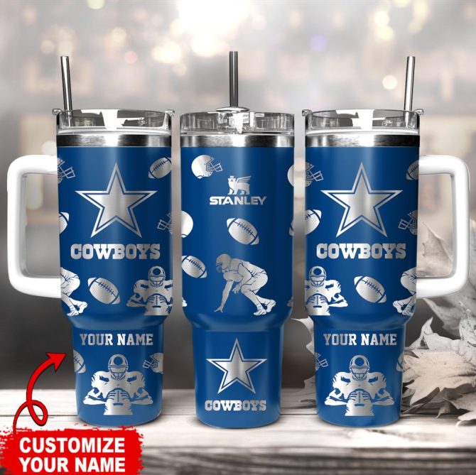 Dallas Cowboys Nfl Custom Stanley Quencher 40Oz Stainless Steel Tumbler With Handle