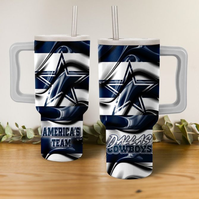 Dallas Cowboys Nfl Custom Stanley Quencher 40Oz Stainless Steel Tumbler With Handle