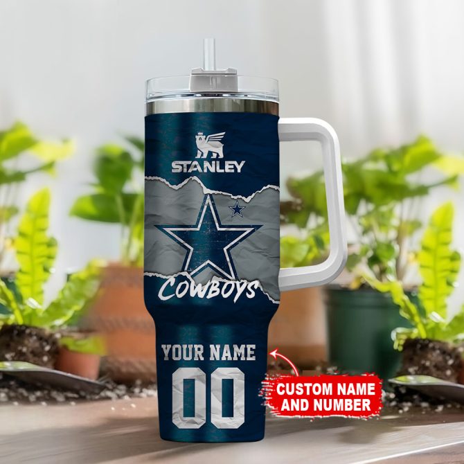 Dallas Cowboys Nfl Custom Stanley Quencher 40Oz Stainless Steel Tumbler With Handle - Image 2
